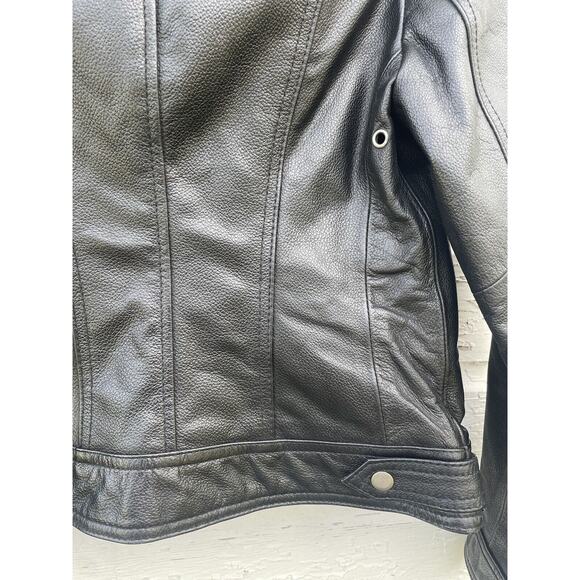 WHET BLU Leather Moto Jacket Womens XS Black Zip Snap Collar Motorcycle - Picture 14 of 15